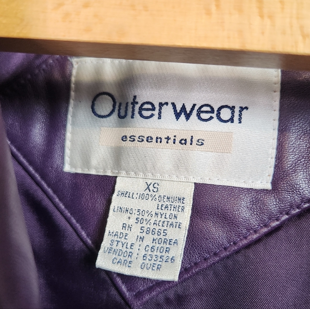 Vintage 80s Purple Soft Leather Oversized Jacket Coat 1990s Slouchy 90s Size XS - Picture 9 of 13